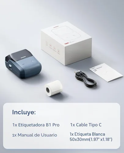 Vista 8 de NIIMBOT B1 Pro - Máquina de etiquetas con 1 rollo de etiqueta, impresora térmica Bluetooth HD de 300 DPI para oficina en casa, organización