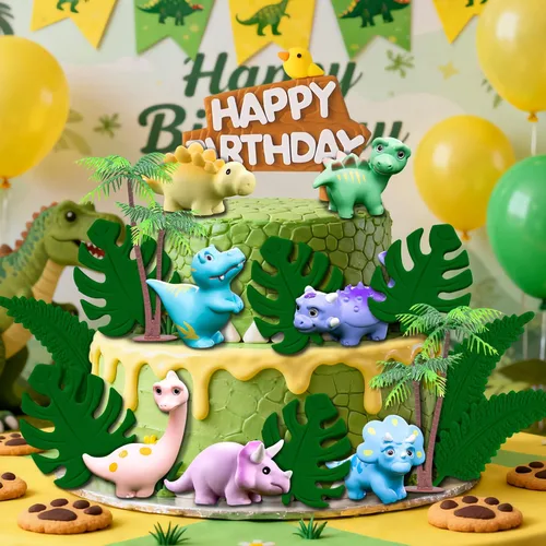 Vista 3 de Decoración para tartas de dinosaurio, 16 piezas