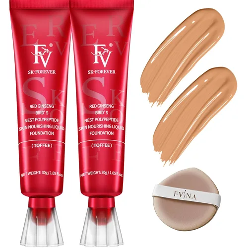 Vista 10 de FV Paquete de 2 bases impermeables, base ligera y de cobertura media con acabado mate, control de aceite, maquillaje líquido de larga duración