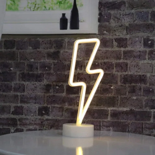 Vista 6 de Cartel de neón LED para interior, luz nocturna con base de soporte, funciona con batería/USB, luz decorativa de neón