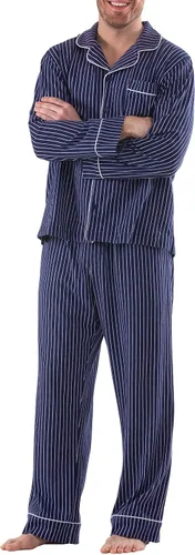 Vista 35 de PajamaGram Conjunto de pijama para hombre, clásico, 100% algodón Negro