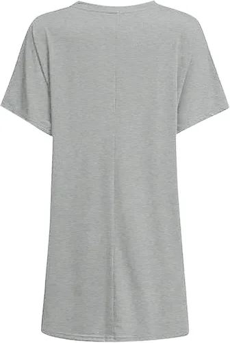 Vista 5 de Hugncmy Womens Summer Casual Solid Loose Pullover Crewneck Shirts Short Sleeve Tunic Tops Blouse with Pockets Space Short