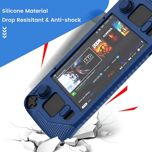 Vista 5 de Case for Valve Steam Deck 2022, Support Standing, Silicone Protector, Protective Cover with 4 Rocker Caps