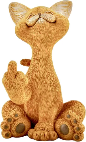 Vista 5 de JFSM INC. Divertida figura de dedo medio de gato negro - Decoración de gato pintada a mano