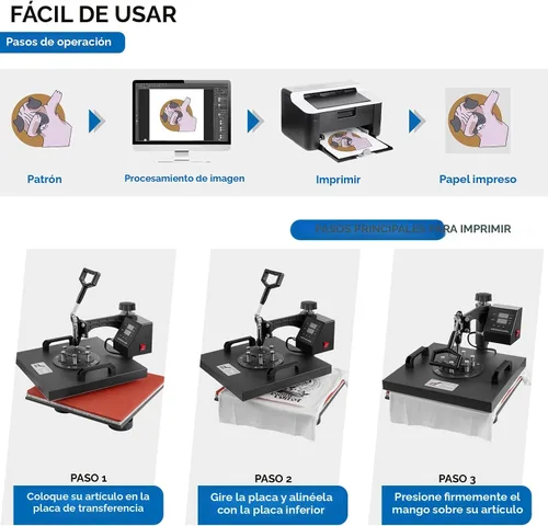 Vista 6 de TOPDEEP Máquina de prensa de calor 5 en 1, prensa de calor de 15 x 15 pulgadas, máquina de prensado de camisetas, diseño deslizante, máquina
