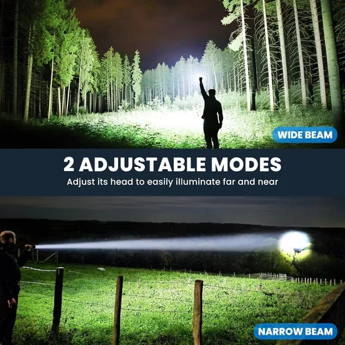 Vista 6 de Linterna recargable de 990,000 lúmenes altos, paquete de 3 luces LED con 5 modos, linterna de mano impermeable para campamento, hogar, exterior (2)