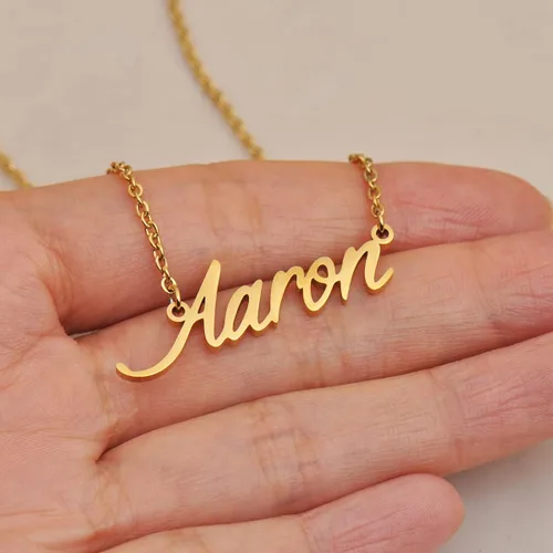Vista 4 de HUAN XUN Collares con nombre personalizados para mujer, collares de acero inoxidable con inicial personalizada, joyería colgante para Navidad