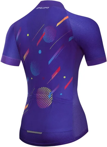 Vista 92 de Camiseta de ciclismo para mujer, manga corta y pantalones cortos de ciclismo acolchados para verano
