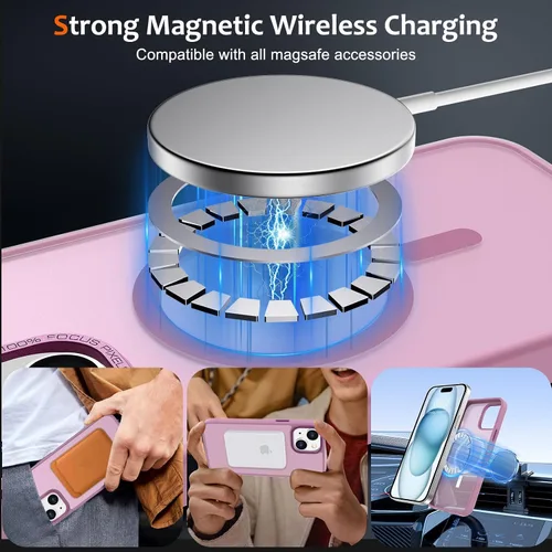 Vista 102 de Anuck - Funda magnética para iPhone 11 compatible con MagSafe, carcasa trasera mate translúcida dura, borde de TPU, delgada, resistente a impactos