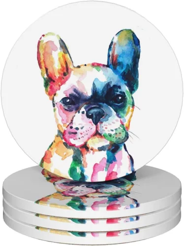 Vista 15 de Van Gogh - Juego de 4 posavasos abstractos de cerámica de diatomita absorbentes con base de corcho, protección de mesa, adecuados para mesas de Gato