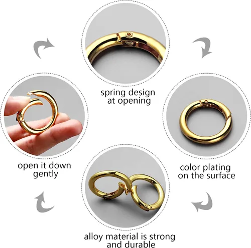 Vista 2 de Ferraycle 18 piezas de clips redondos Spring O Rings 1.38'' Llavero