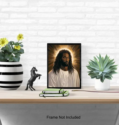 Vista 5 de Decoración de pared de Jesús para hombres negros - Arte de pared cristiano Póster de Jesús para mujeres - Arte de versículos bíblicos Decoración