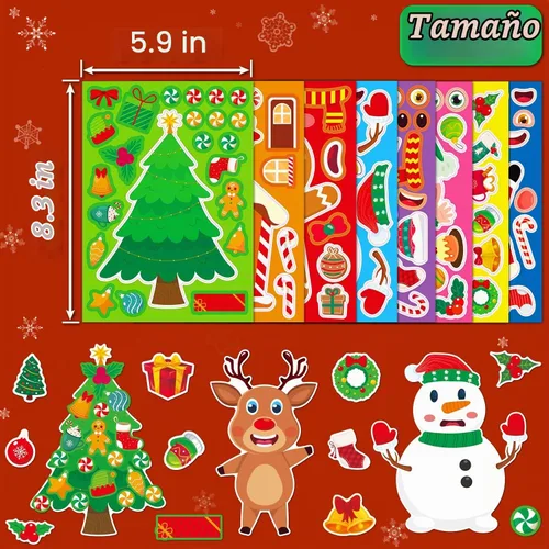Vista 4 de SmilinFit Calcomanías de Navidad, rellenos de calcetines para niños pequeños, manualidades de Navidad para niños, suministros de recuerdos