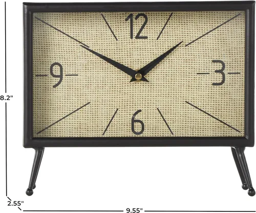 Vista 6 de [Usado] Deco 79 Reloj rectangular de metal con esfera de reloj manchada de té, 10 x 3 x 8 pulgadas, negro