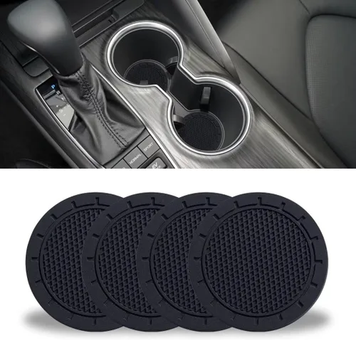 Vista 10 de JUSTTOP Posavasos para Portavasos de Automóvil, Bandera Americana Antideslizante Inserto Posavasos de Coche, Accesorios para el Interior del Negro