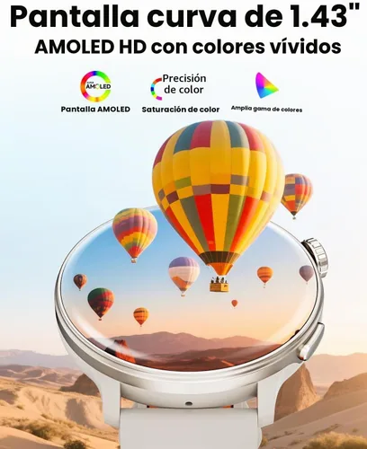 Vista 4 de Relojes inteligentes para hombres y mujeres GPS, reloj inteligente con pantalla AMOLED de 1.43 pulgadas, brújula de relojes inteligentes, compatible