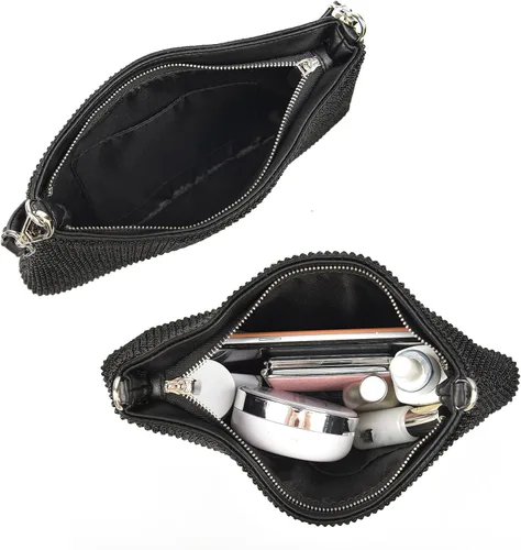 Vista 5 de Valleycomfy Bolso de Mano de Brillo para Noche para Mujeres Dama Niña Novia Bolso de Diamantes de Imitación para Baile de Graduación Cóctel Fiesta