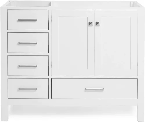 Vista 79 de ARIEL Cambridge Mueble base de tocador de baño de 36 pulgadas, madera maciza, 2 puertas de cierre suave, 5 cajones de cola de milano, roble marrón