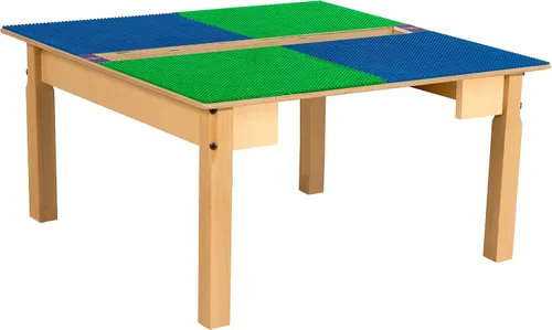 Vista 10 de Time-2-Play - Mesa de juego para niños, compatible con ladrillos Lego, madera contrachapada de abedul extra resistente, 35 pulgadas de ancho x 31