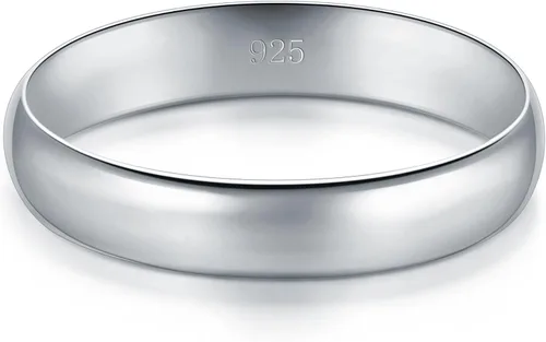 Vista 2 de Anillo de boda de calce cómodo, resistentes al deslustre, liso, pulido, de plata fina 925, anillo de 4 mm