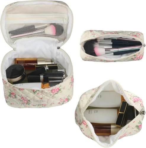 Vista 2 de NATINSA Bonita bolsa de maquillaje para mujer (2 unidades), bolsas de cosméticos de viaje, bolsa organizadora de artículos de tocador con diseño 21