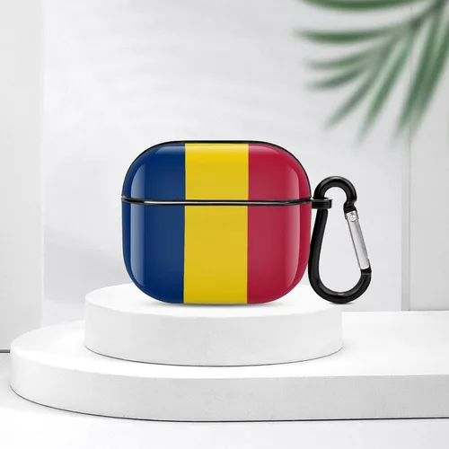 Vista 7 de Funda protectora con Bluetooth de cuerpo completo de la bandera rumana para AirPods 3, funda con llavero impreso completo