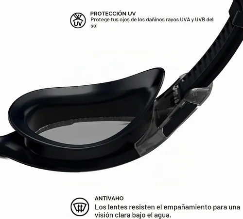 Vista 2 de Speedo Gafas de natación unisex para adultos Hydrosity 2.0 Negro/Gris Óxido/Humo