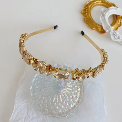 Vista 3 de Wiwpar Diademas finas de diamantes de imitación para mujer, bandas elásticas para la cabeza con diamantes de imitación vintage, accesorios
