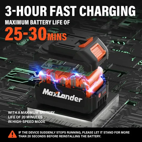 Vista 4 de Sierra de poste inalámbrica de 8 pulgadas 20V con batería y cargador 2×3.0Ah 15-Foot Max Adjustable Reach, 16ft/S Cutting Speed, Auto Oiling