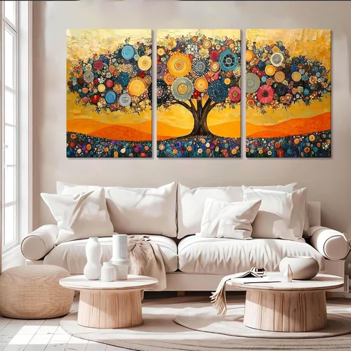 Vista 3 de Lienzo decorativo para pared, diseño de árbol de la vida, impresiones de estilo Gustav Klimt, arte abstracto del árbol de la vida, póster inspirado