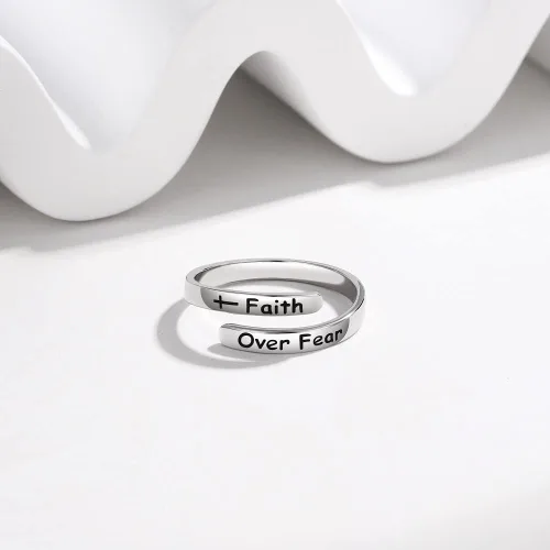 Vista 3 de AMBCESSER Anillos ajustables inspiradores de plata de ley 925, regalo de joyería de aliento de personalidad para mujeres y niñas