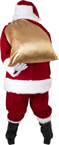 Vista 4 de Togake Disfraz de Papá Noel para adultos y hombres, 11 piezas, color rojo, de lujo, clásico, terciopelo, para fiesta de Navidad, cosplay