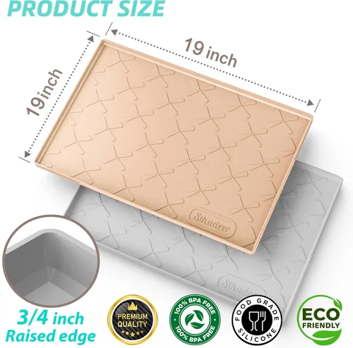 Vista 2 de SIKADEER Tapete impermeable de 19 x 19 pulgadas para debajo del fregadero, tapete de silicona para estante de cajones de cocina y revestimiento