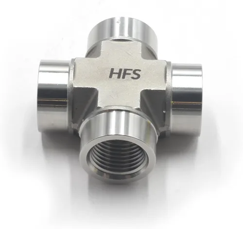 Vista 5 de HFS (R) 1/2" NPT rosca hembra tubería 4 vías cruz acero inoxidable 304 (1/2" hembra NPT)
