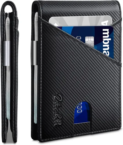 Vista 87 de Zitahli - Billeteras delgadas RFID para hombres, billetera de cuero flexible con clip de dinero, cartera minimalista con bolsillo frontal