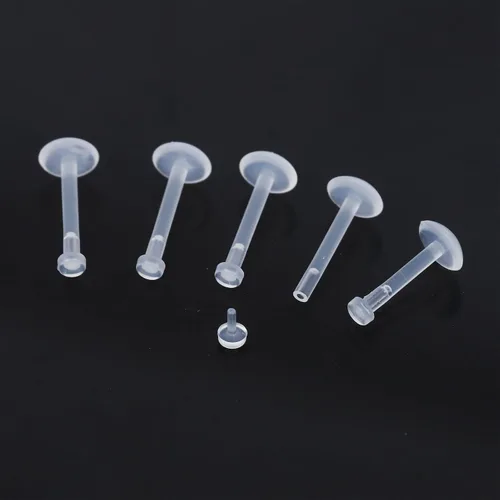 Vista 4 de NEWITIN 100 aretes de nariz transparentes de 0.71 onzas para cirugía, en forma de L, retenedores de piercing transparentes, joyería de piercing