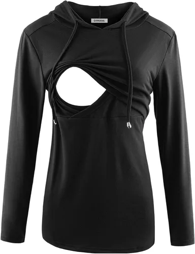 Vista 92 de GINKANA Sudadera con capucha para mujer, manga larga, lactancia materna, ropa casual