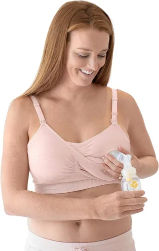 Vista 2 de Kindred Bravely Paquete de 2 brasieres de bombeo manos libres (beige y rosa, grande)