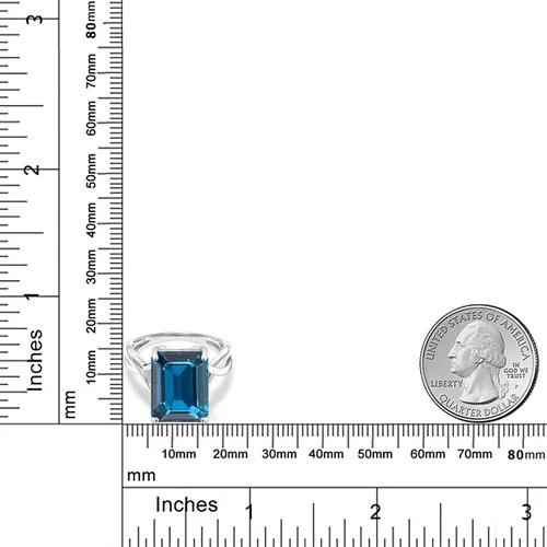 Vista 5 de Gem Stone King 10K White Gold London Blue Topaz Engagement Ring For Women