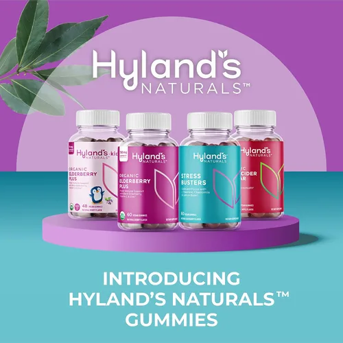 Vista 2 de Hyland's Gomitas orgánicas de saúco Plus, saúco negro orgánico con zinc y vitamina C, suplemento de apoyo inmunológico para adultos, 60 gomitas