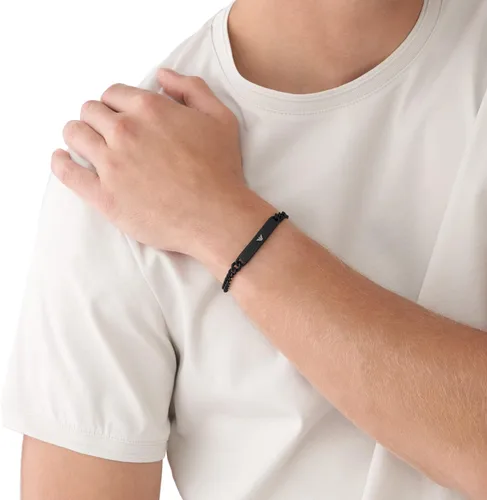 Vista 4 de Emporio Armani Pulsera de identificación de acero inoxidable negro para hombre modelo EGS2942001 Metal no precioso Sin gemas