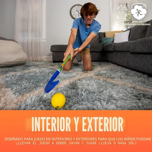 Vista 4 de Franklin Sports NERF Proshot Set de palos de hockey para niños + pelota - Juego de 2 jugadores para interior + exterior - 2 en 1 hockey de rodilla +