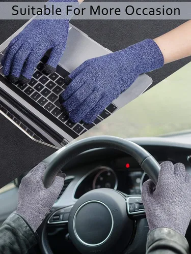 Vista 5 de SATINIOR 4 pares de guantes de invierno para pantalla táctil, guantes cálidos para mensajes de texto, guantes elásticos antideslizantes para adultos