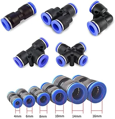 Vista 3 de Empuje para conectar accesorios, 10 piezas de conector rápido de línea de aire, kit de accesorios neumáticos de plástico de liberación rápida
