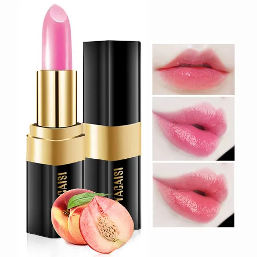 Vista 10 de Lápiz labial que cambia de color, Bálsamo labial mágico que cambia de color (Negro a Rojo ladrillo), Lápiz labial hidratante natural Labiales