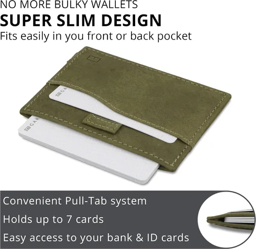 Vista 3 de Garzini Slim Tarjetero, Cartera compacta para hombre, Cartera RFID minimalista, Cartera de cuero para 7 tarjetas