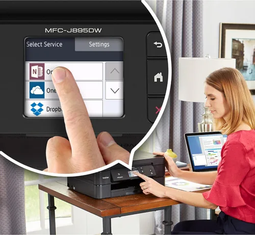 Vista 7 de Brother Impresora inalámbrica de inyección de tinta todo en uno, MFC-J895DW, color multifunción, impresión dúplex, NFC One Touch para conectar