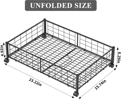 Vista 3 de Hleelomi Almacenamiento Debajo de la Cama con Ruedas, Rotación de 360°, Contenedores de Almacenamiento Debajo de la Cama Sin Montaje, 1 Paquete