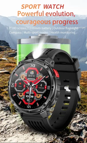Vista 2 de Relojes inteligentes múltiples modos deportivos para hombres con linterna, reloj inteligente para Android y iPhone, pantalla táctil HD de 1.7