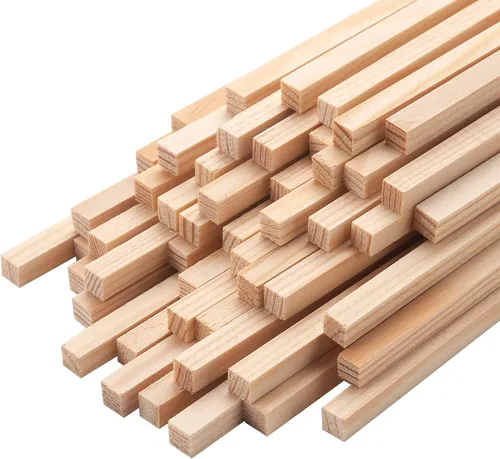 Vista 12 de Tacos de madera para manualidades de 1/2 x 6 pulgadas, 20 varillas cuadradas de madera, palos de madera sin terminar, pequeñas tiras de madera